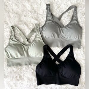 Women's Cross-Back Sports Bras - Black and Gray